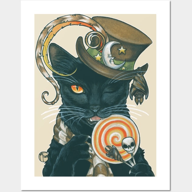 Black Cat Trick or Treat Wall Art by Nat Ewert Art